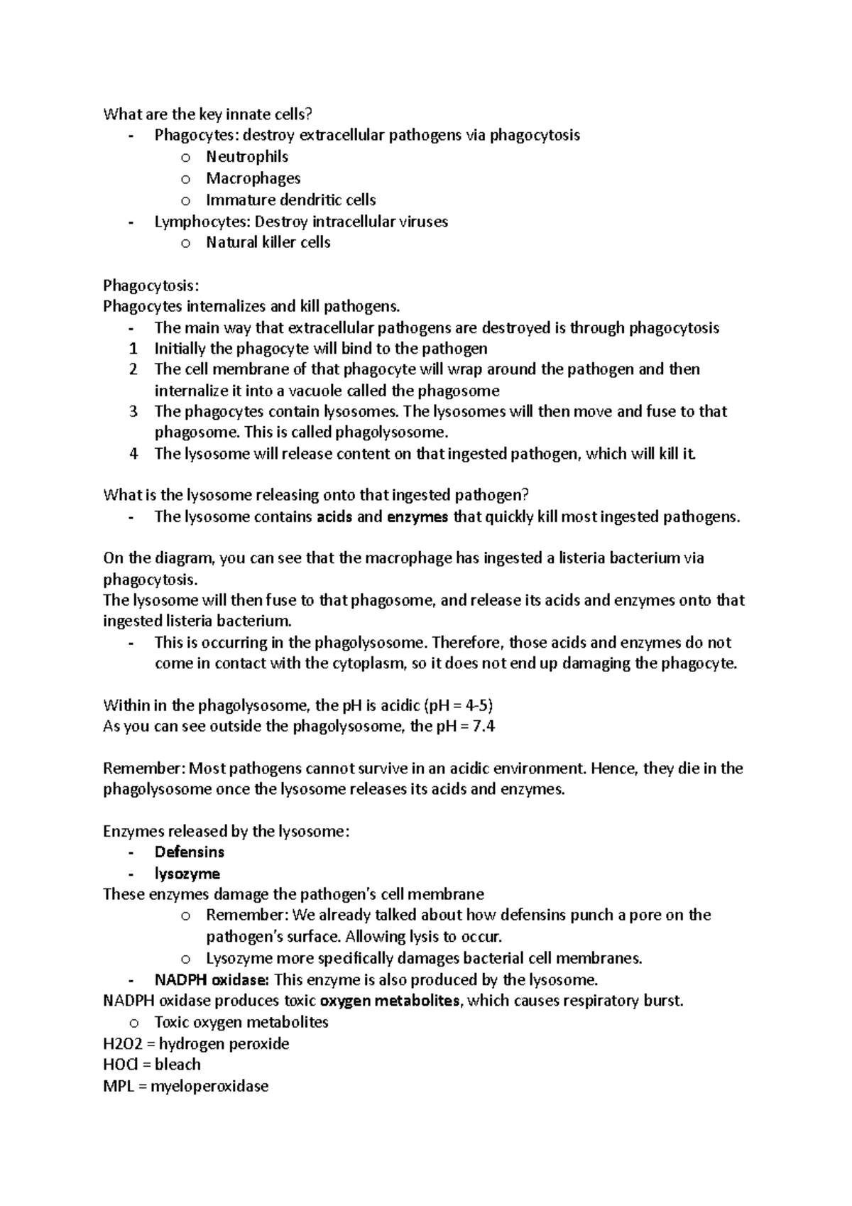 Lecture 3 Microimm 2500 - What Are The Key Innate Cells? - Phagocytes ...