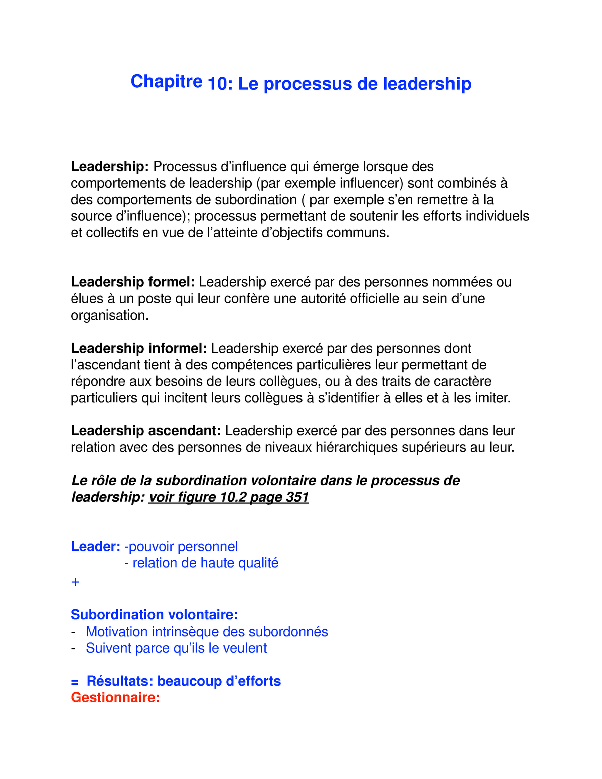 Resume Ch 10 Proccessus Leadership Studocu