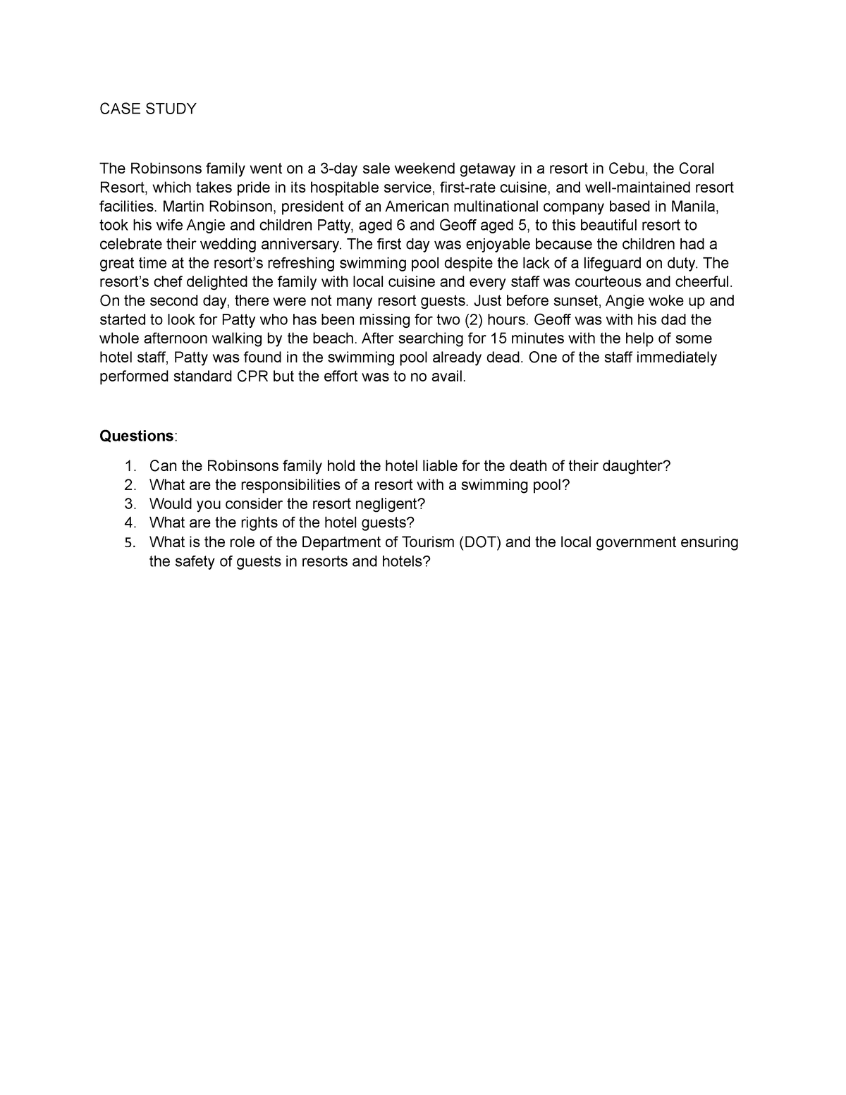 employment law case study example