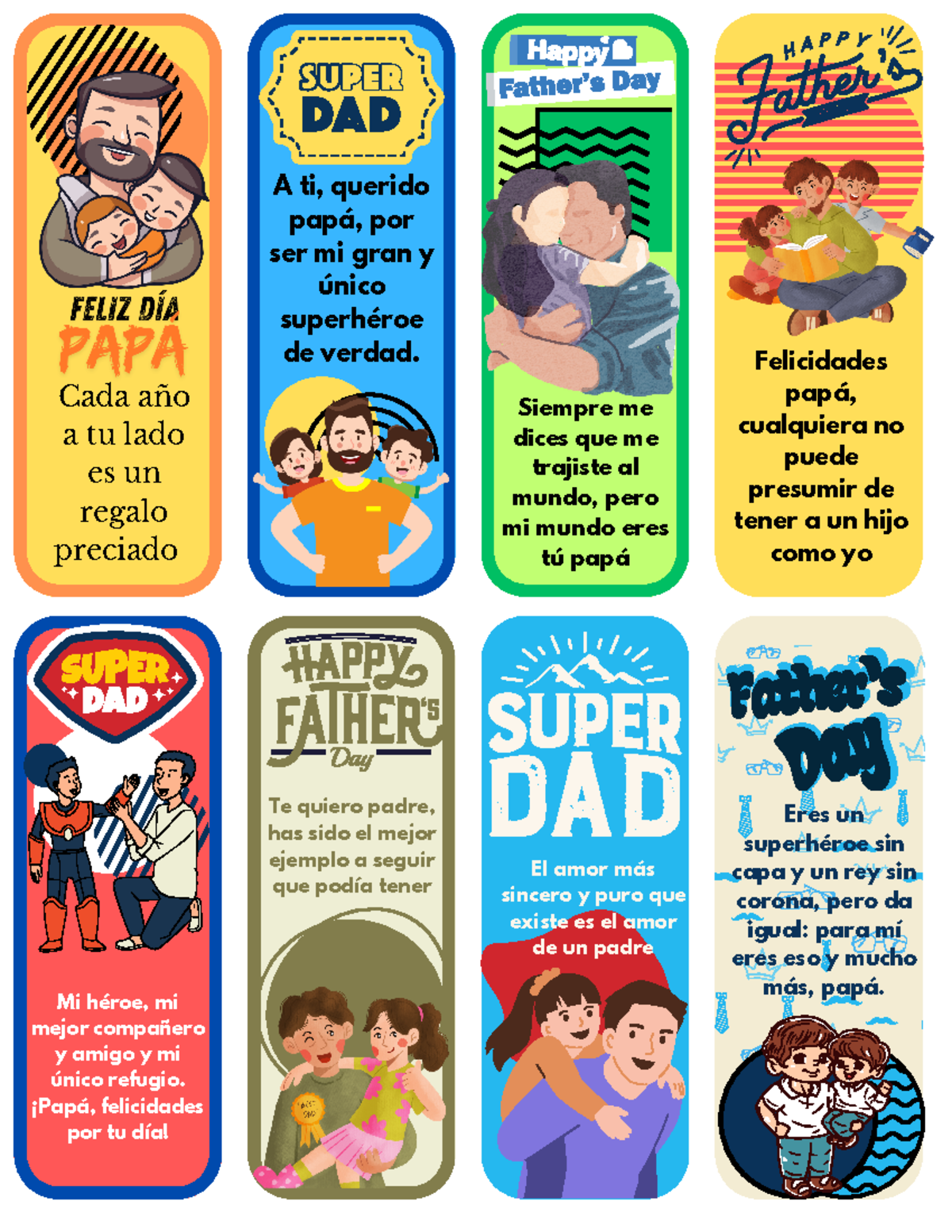 Dia del padre - stickers para imprimir - Cada año a tu lado es un ...