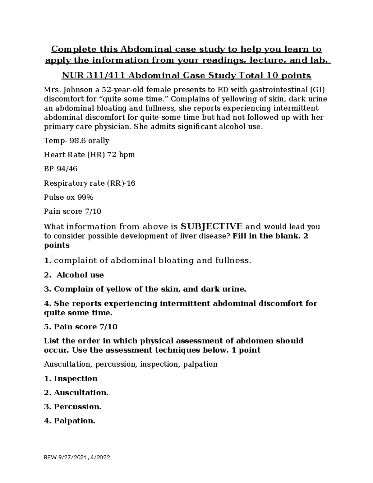 Abdominal Case Study student updated - Complete this Abdominal case ...