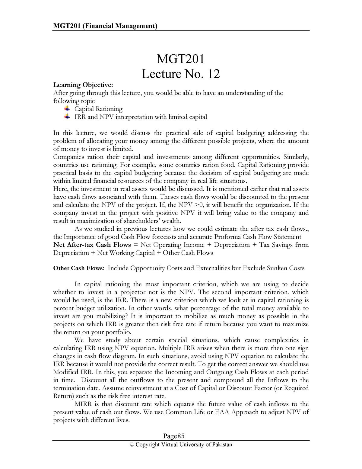 Lecture 12 Capital Rationing And IRR And NPV Interpretation Page 85   Thumb 1200 1553 