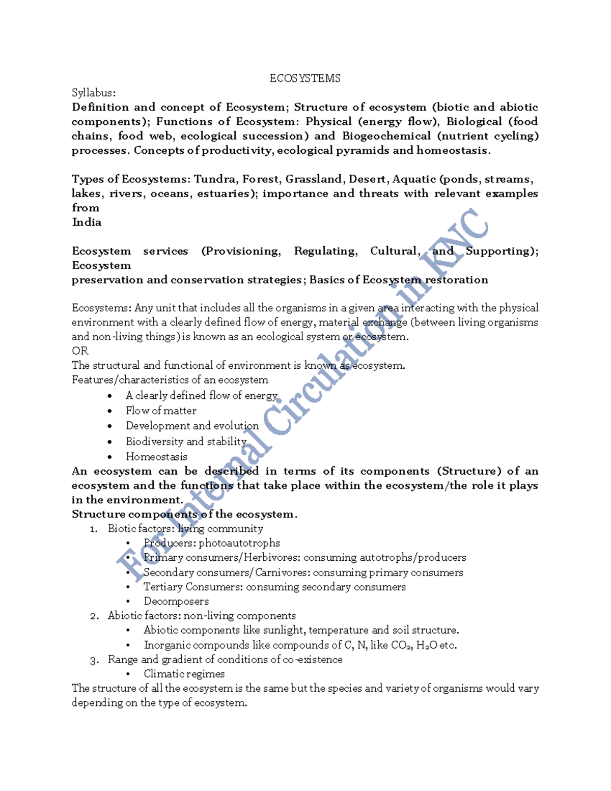 Unit 2 Ecosystems Presentation Notes - ECOSYSTEMS Syllabus: Definition ...