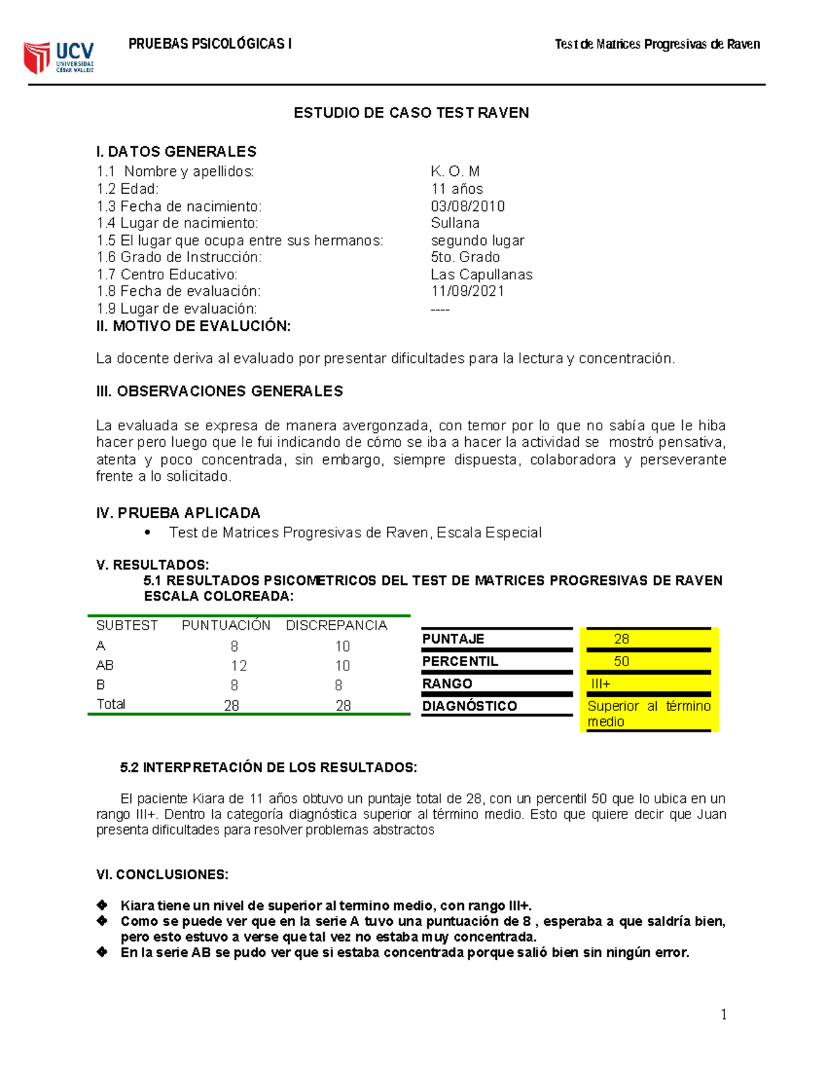 Test rave - test - PRUEBAS PSICOLÓGICAS I Test de Matrices Progresivas ...