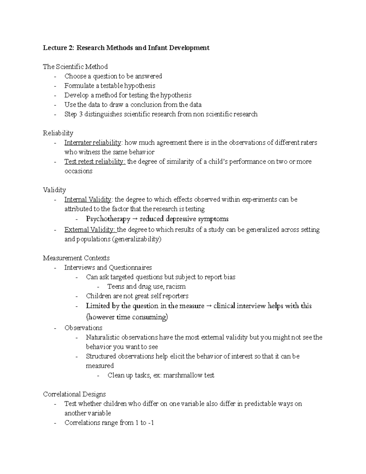 Lecture 2 Research Methods and Infant Development - Lecture 2: Research ...