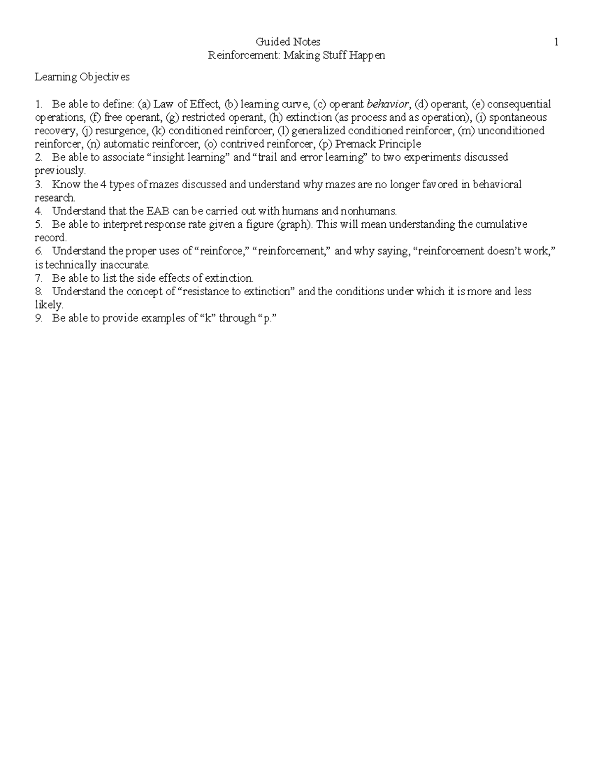5-Reinforcement Making Stuff Happen Chapter 5/6 notes - Reinforcement ...