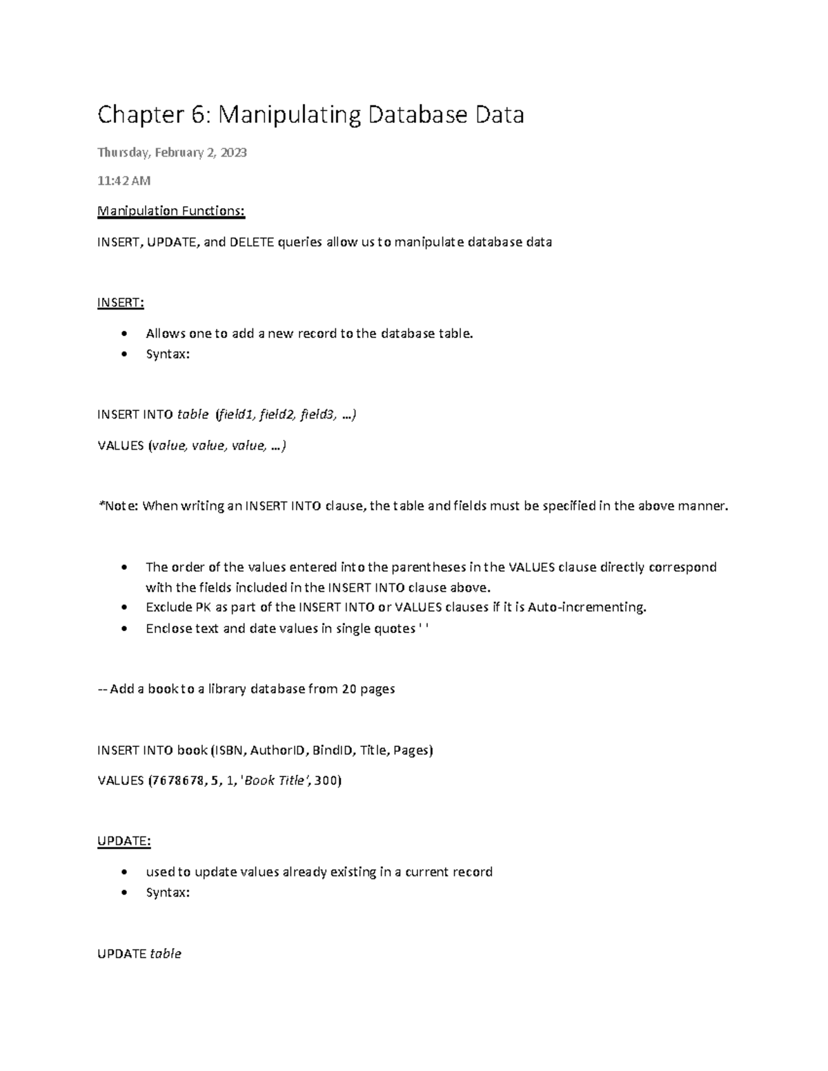 Manipulating Database Data - Chapter 6: Manipulating Database Data ...