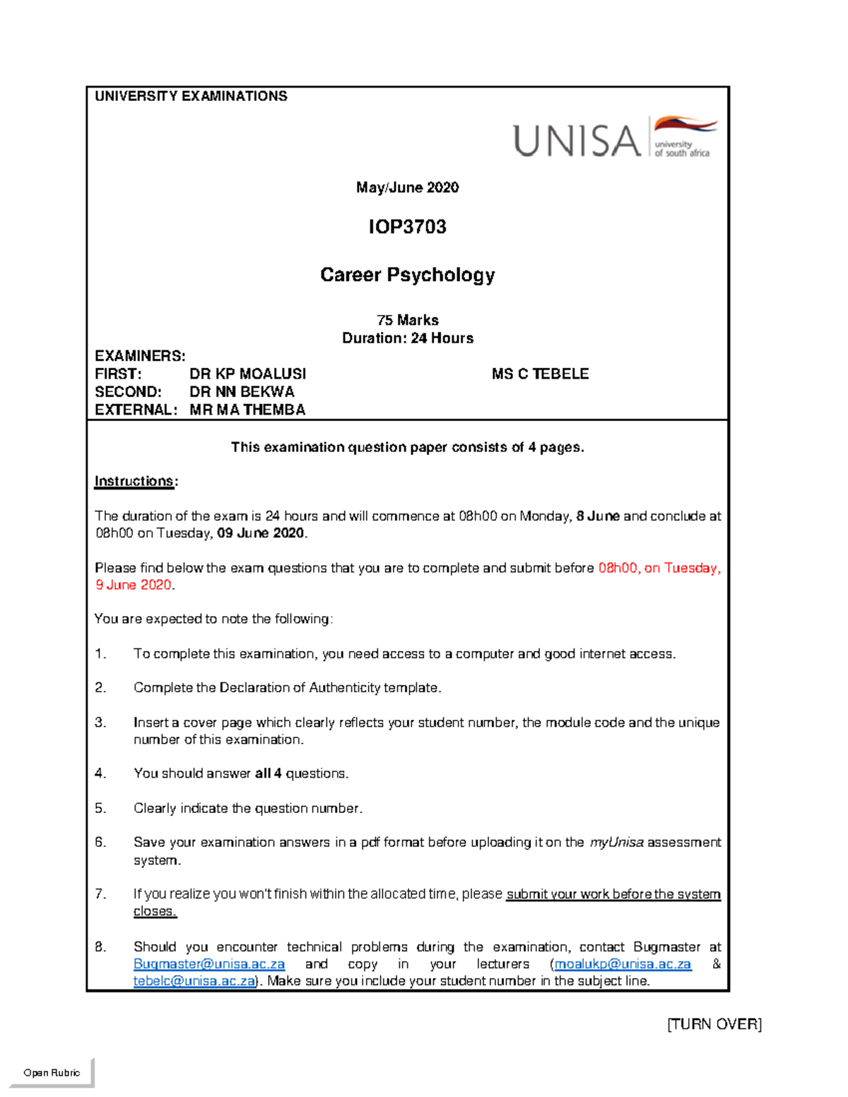 Great notes for examination - IOP3701 - Unisa - Studocu