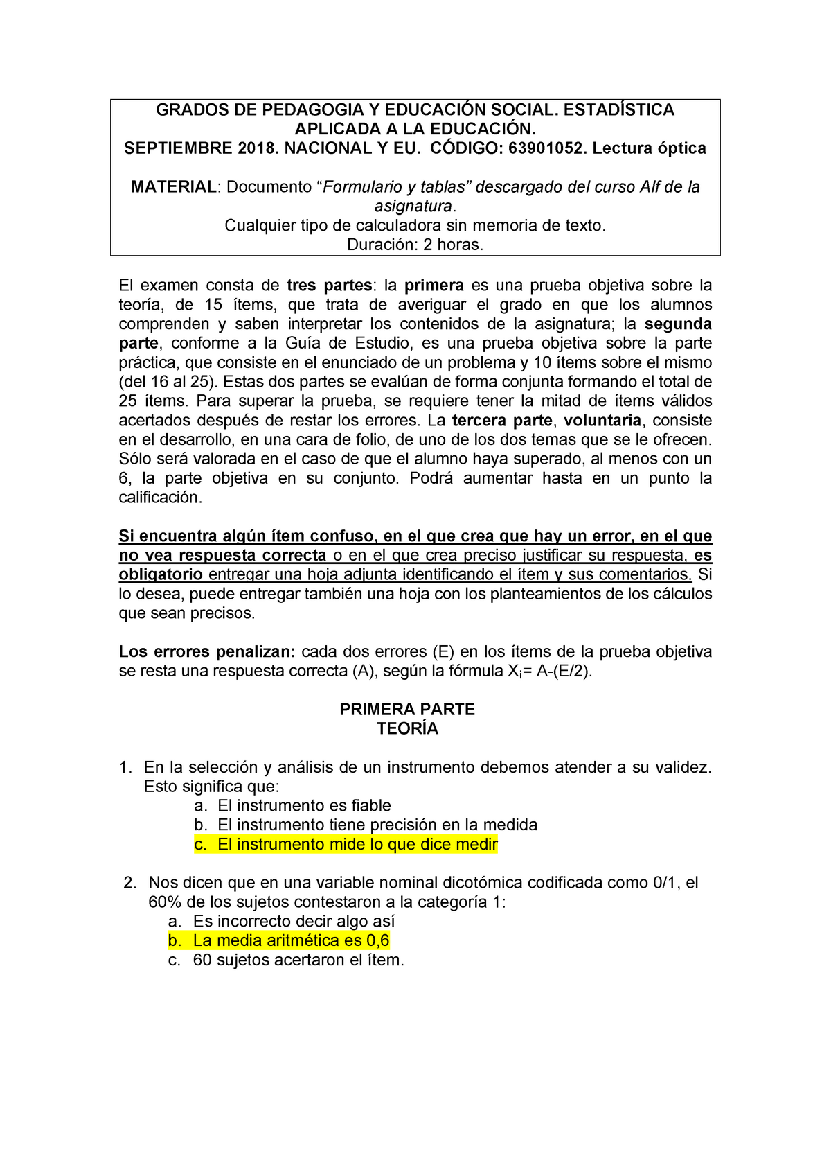 Examen 9 Septiembre 2018, preguntas y respuestas - StuDocu