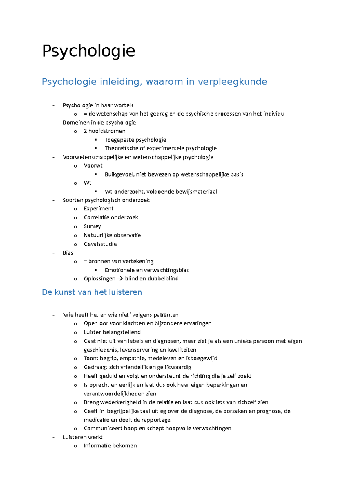 Psychologie Samenvatting Sarah De Win Psychologie Psychologie