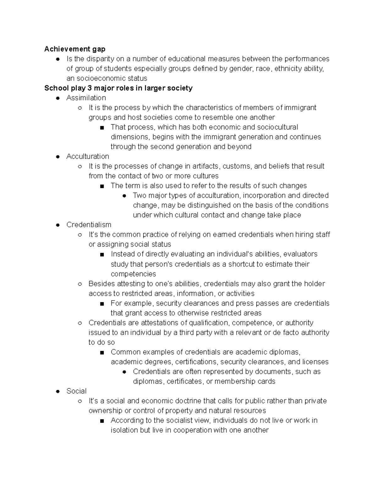 Sociology 101 ch16 outline - Achievement gap Is the disparity on a ...