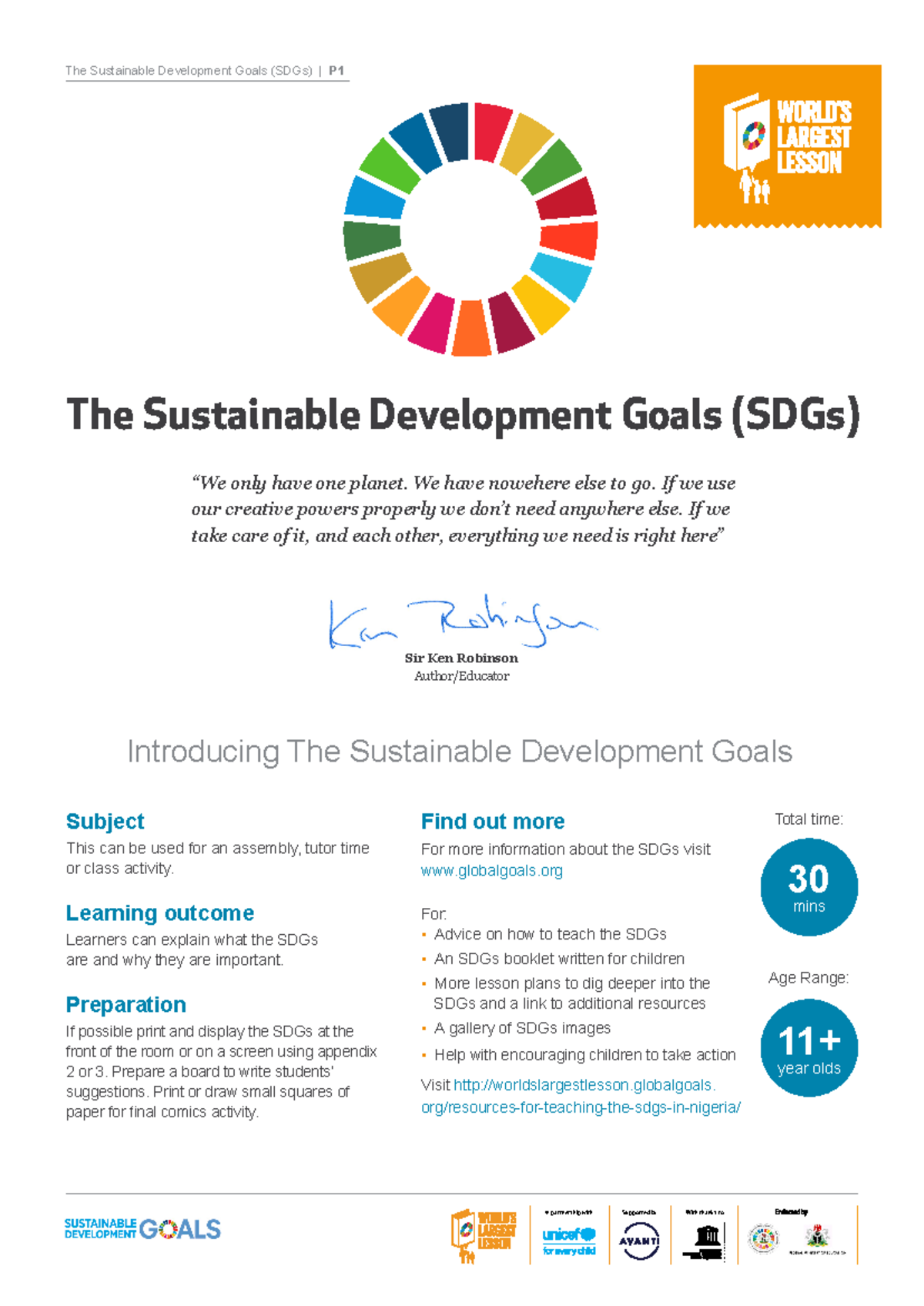 1 - COURSE PLAN - The Sustainable Development Goals (SDGs) | P In ...