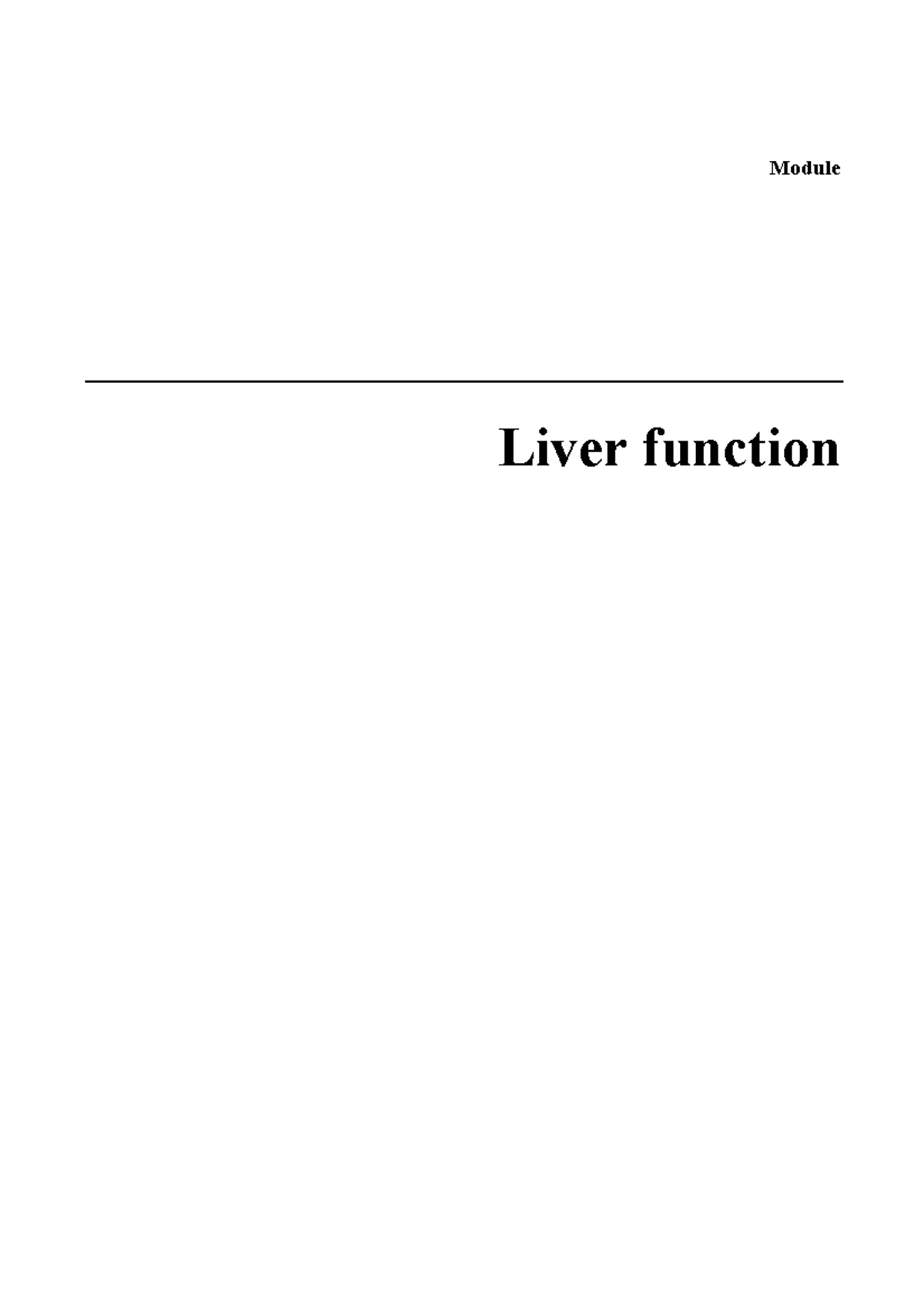 Liver Function - Important content and focus questions - Module Liver ...