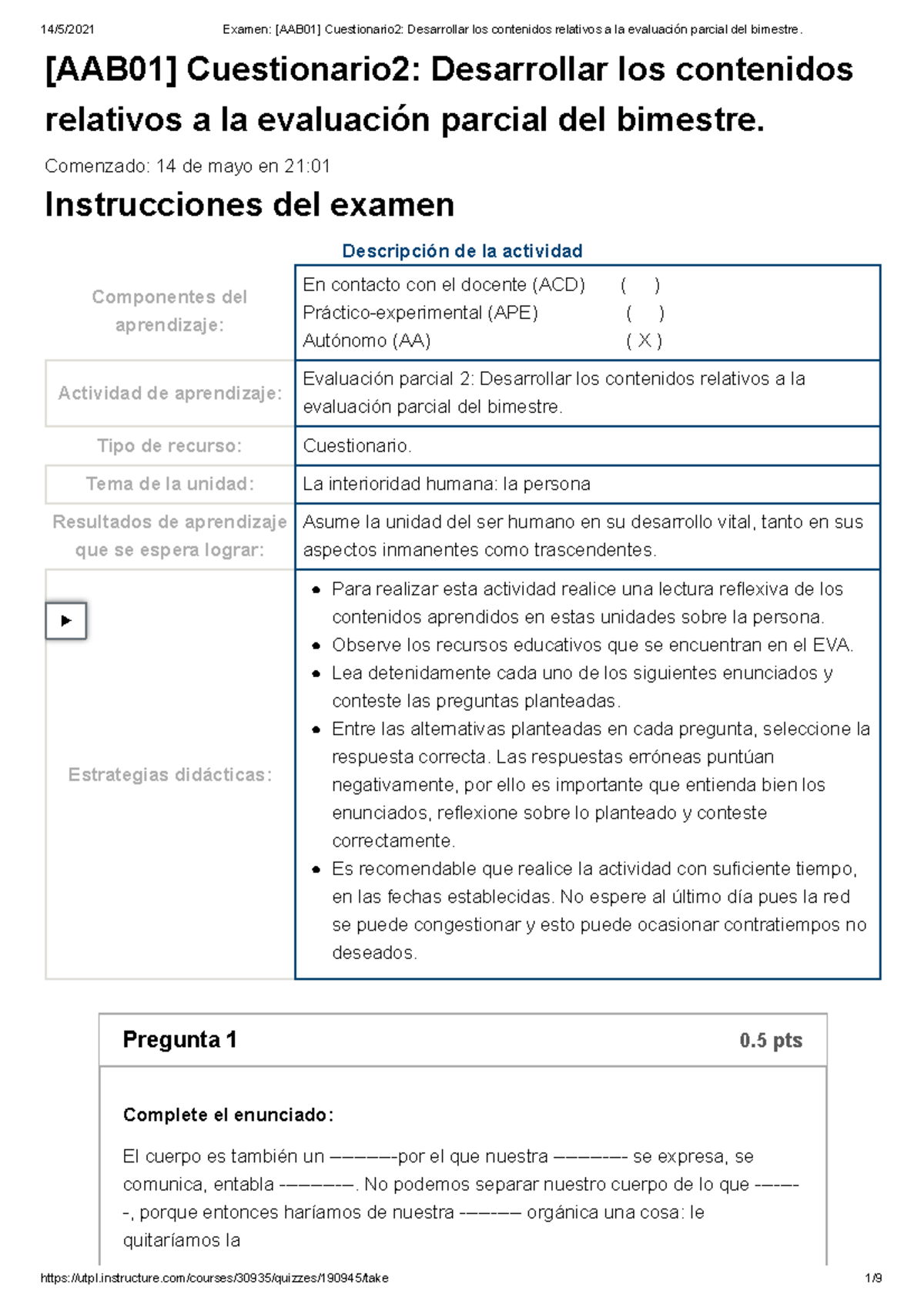 Examen [AAB01] Cuestionario 2 Desarrollar Los Contenidos Relativos A La ...