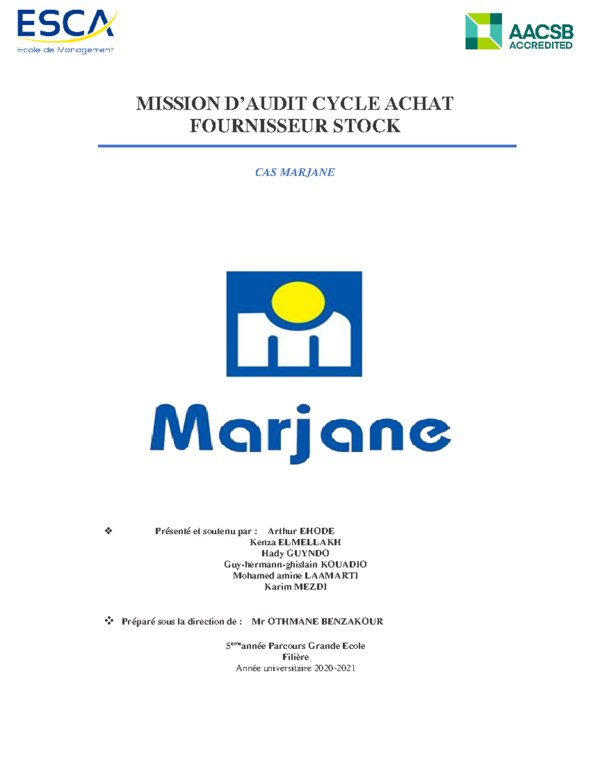 495508444 Mission d Audit Interne - MISSION D’AUDIT CYCLE ACHAT ...