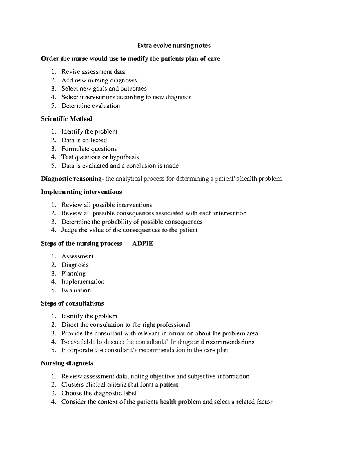 nursing notes exam - Extra evolve nursing notes Order the nurse would ...