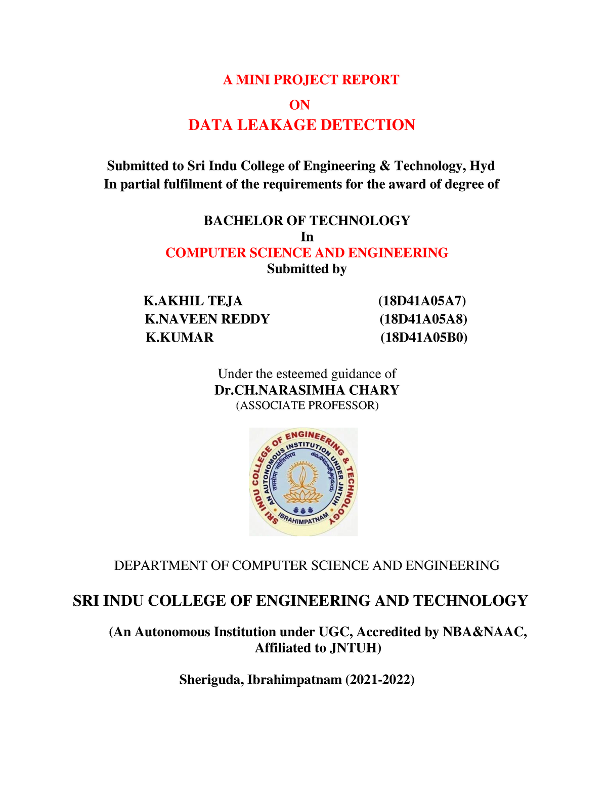 Data leakage detection 11 - A MINI PROJECT REPORT ON DATA LEAKAGE ...