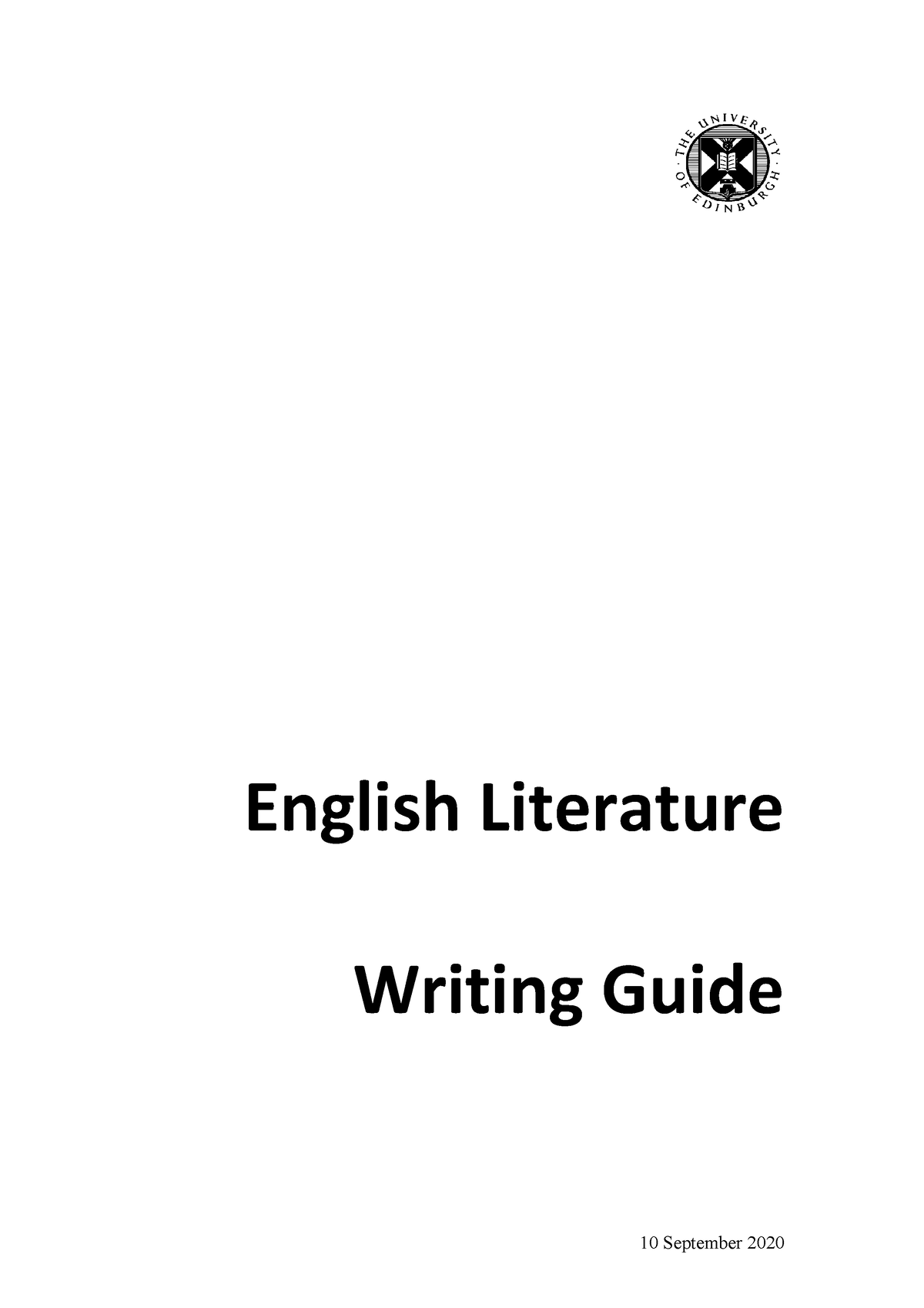 English literature writing guide 2020-21 - 10 September 2020 English ...