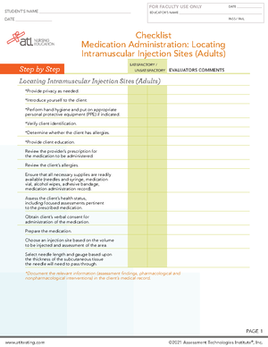 Ati Medication Administration Administering Nasal Medications Checklist ...