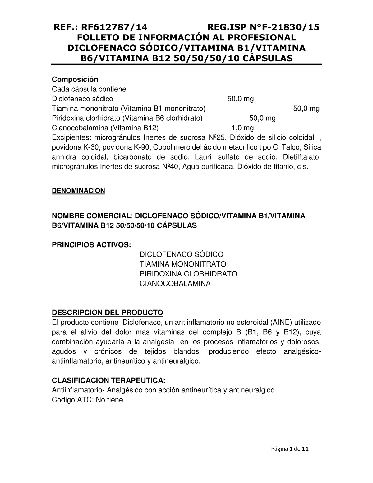 Diclofenaco Vitb1 Vitb6 Vitb12 - FOLLETO DE INFORMACI”N AL PROFESIONAL ...