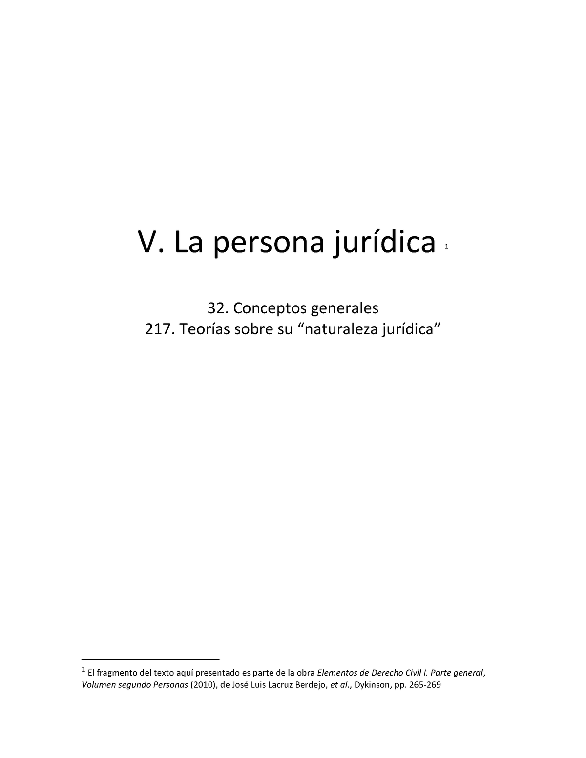 Teorías De La Naturaleza De La Persona Jurídica V La Persona