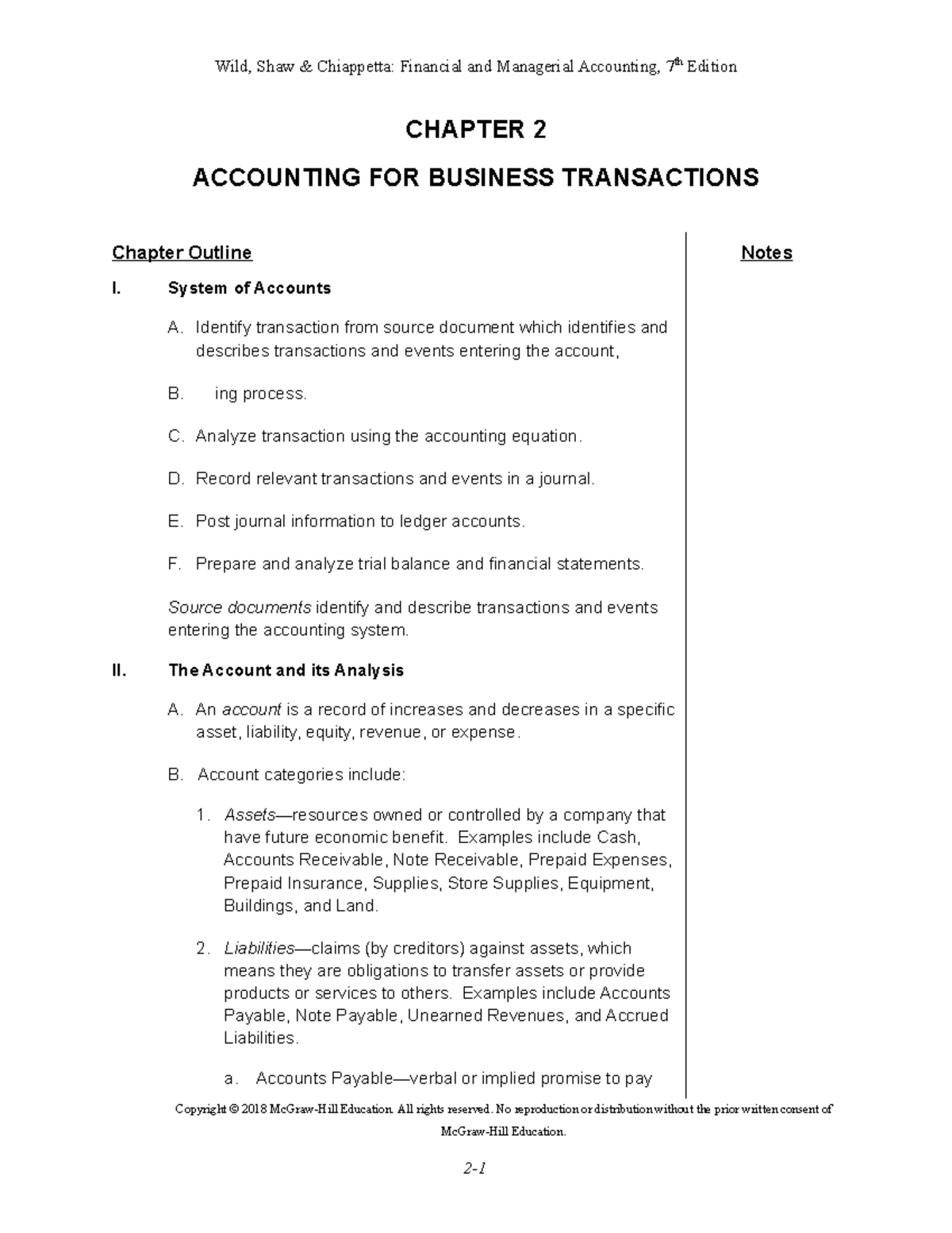Chapter 2 review notes - Wild, Shaw & Chiappetta: Financial and ...