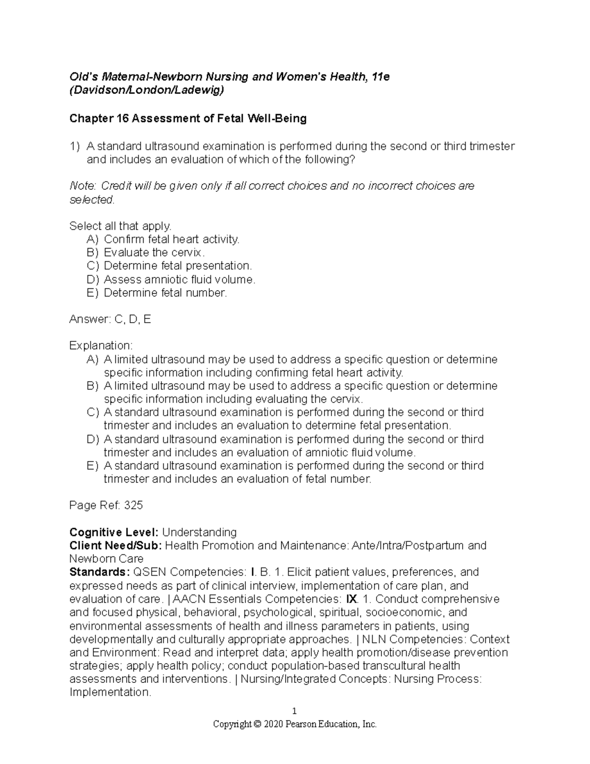 0135206995 Ch16 Tb - Practice Questions With Rationales - Old's ...