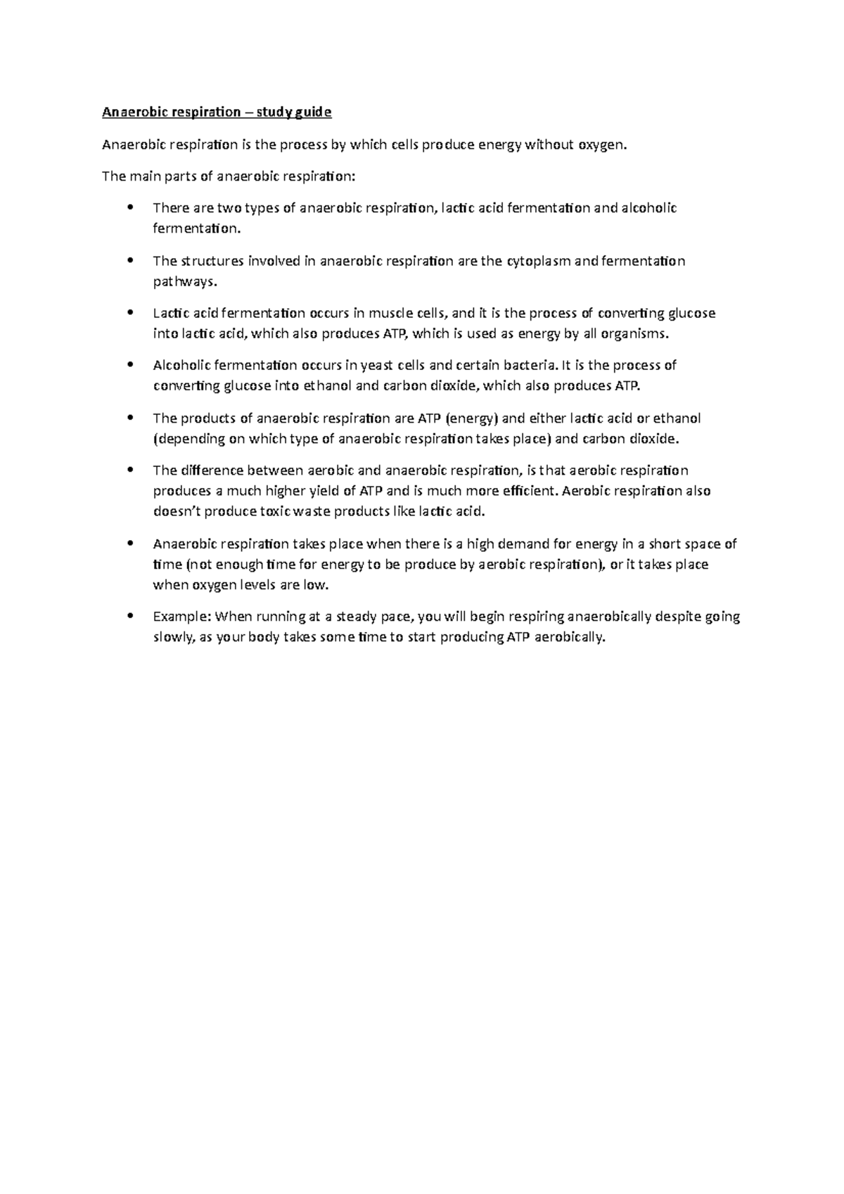 Anaerobic respiration study guide - Anaerobic respiration – study guide ...