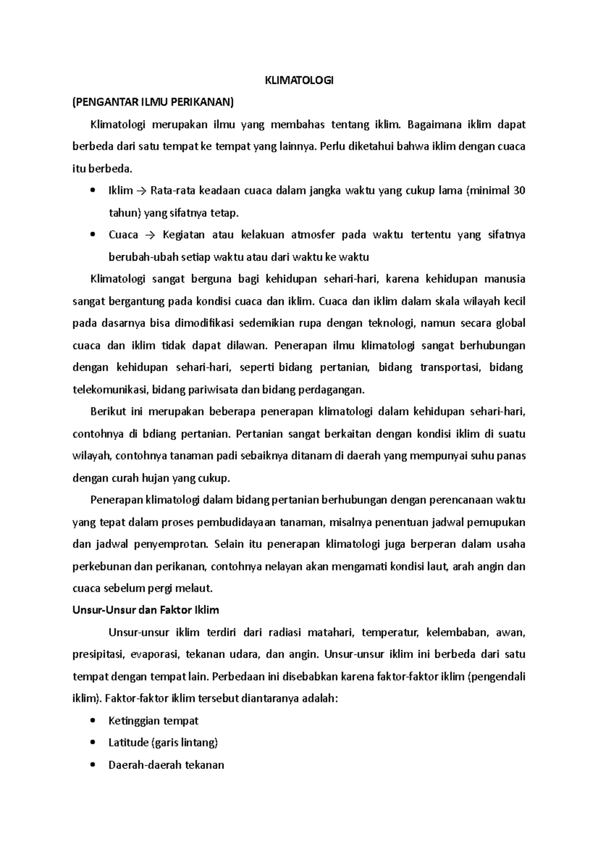 Klimatologi (Ilmu Iklim) - KLIMATOLOGI (PENGANTAR ILMU PERIKANAN ...