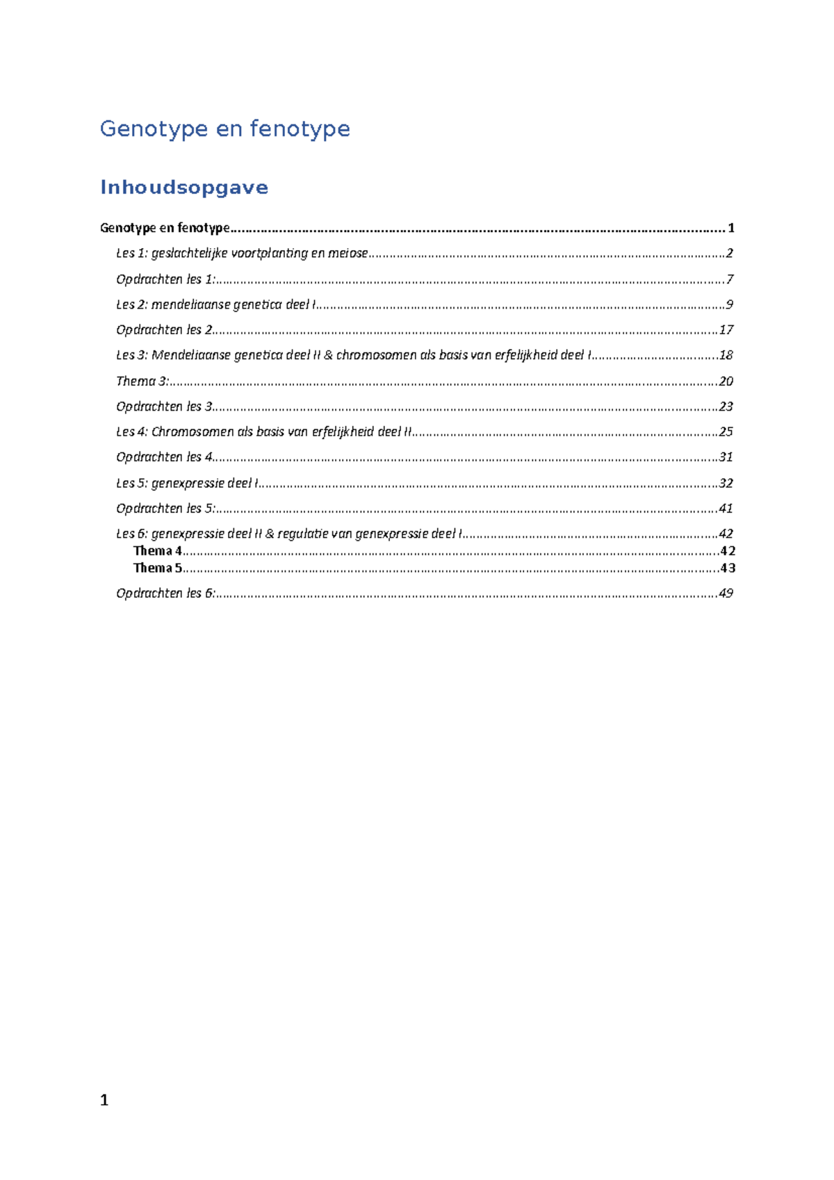 Genotype En Fenotype - - Studeersnel