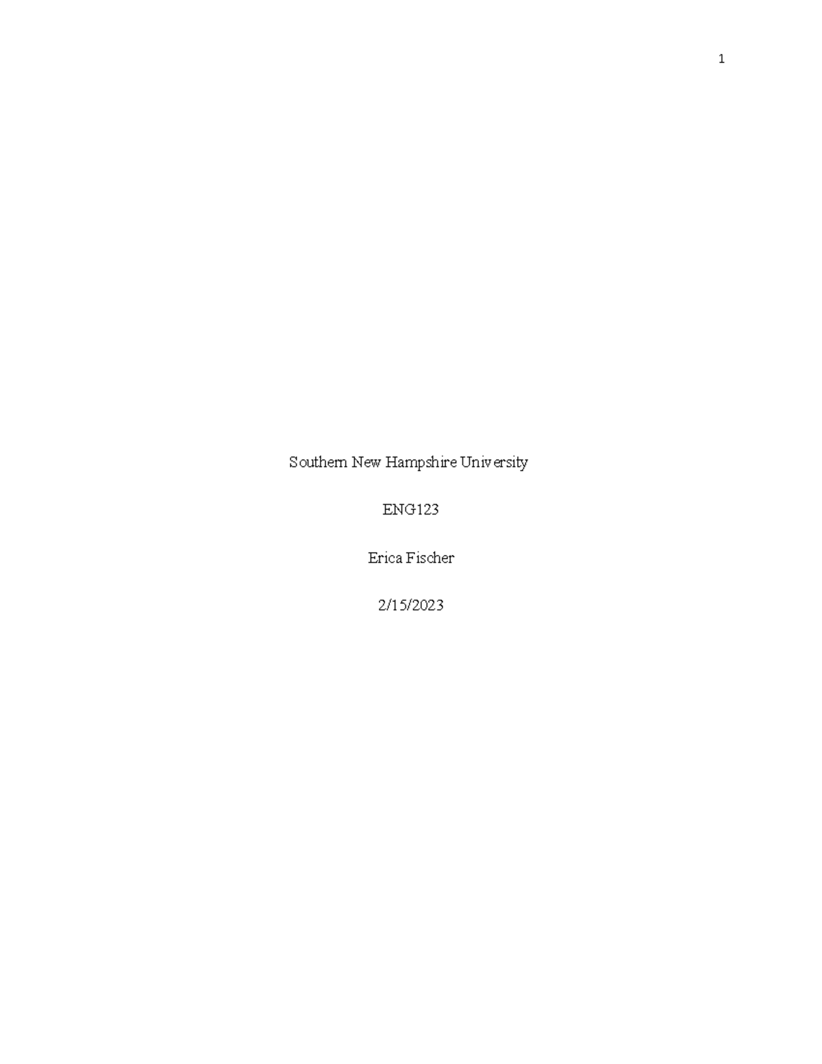 Finalessay - final essay - Southern New Hampshire University ENG Erica ...