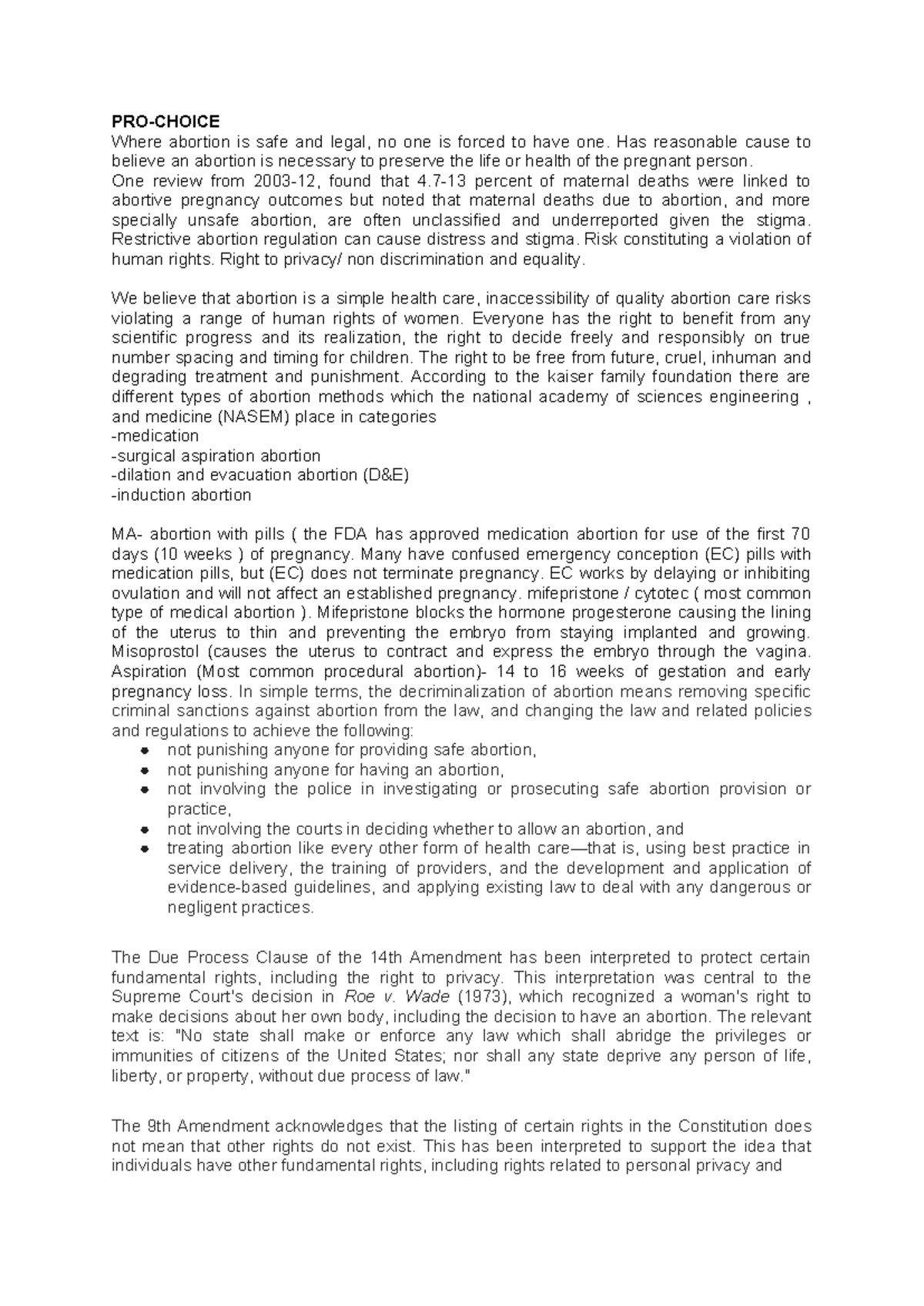 Abortion debate - reviewer - PRO-CHOICE Where abortion is safe and ...