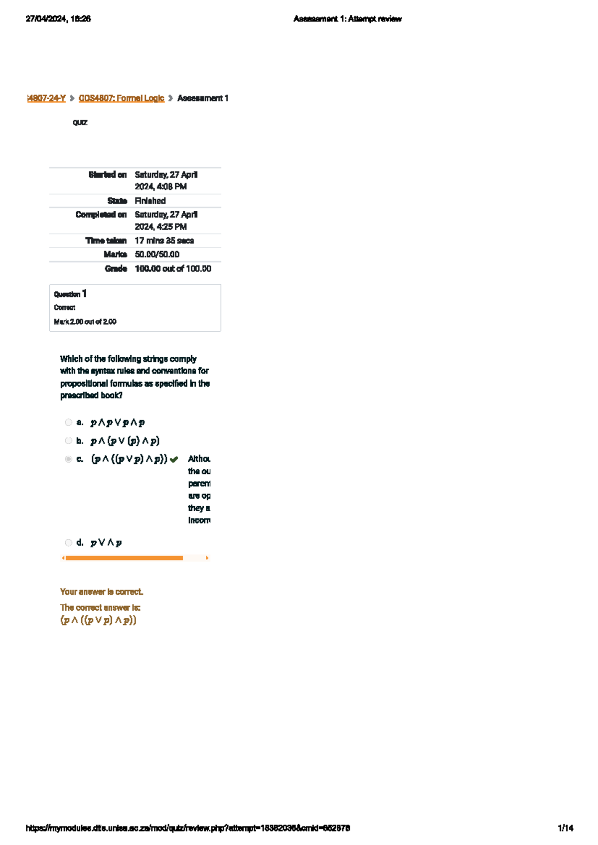 COS4807 Assignment 1 quiz - COS4807 - Studocu