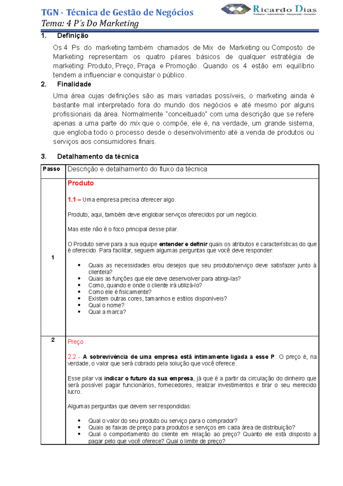 Modelo TGN Técnica de Gestão de Negócios - TGN de de Tema: 4 Do ...