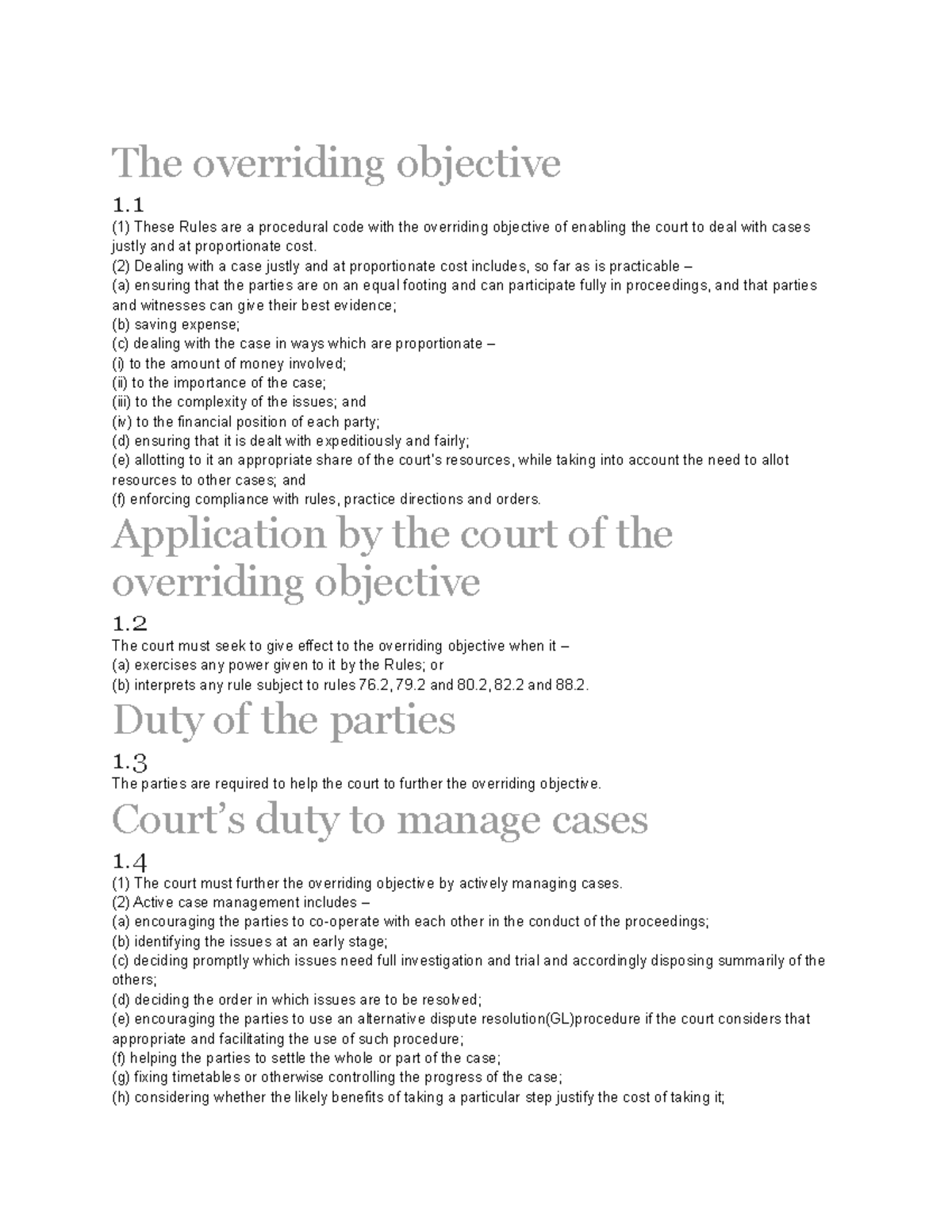 Civil Procedure Rule 1 - LAW3065 - Surrey - Studocu