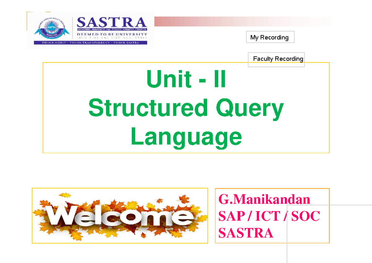 1. SQL - DDL - Database management system notes - Unit - II Structured ...