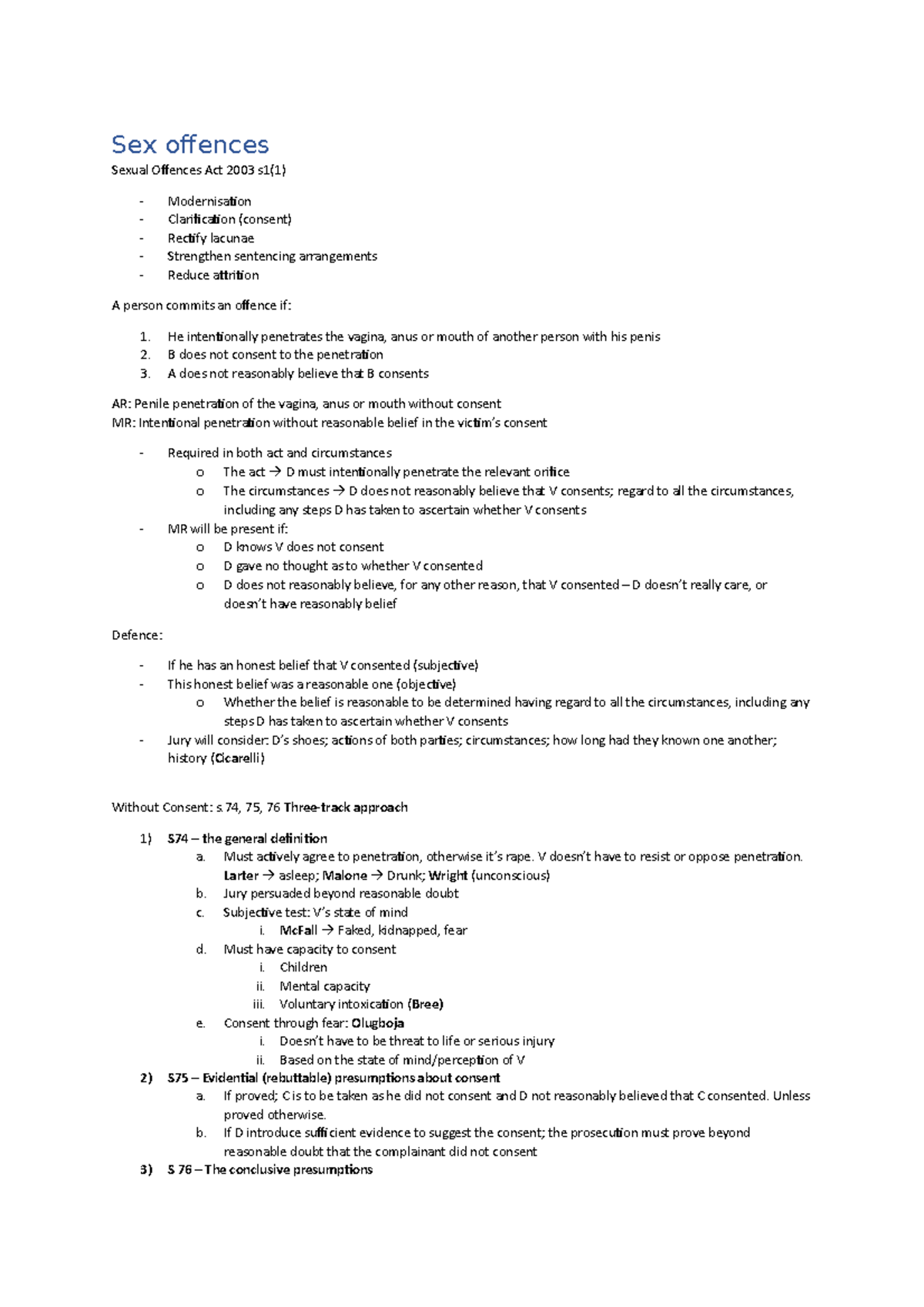 Sex offences - Sex offences Sexual Offences Act 2003 s1(1 ...