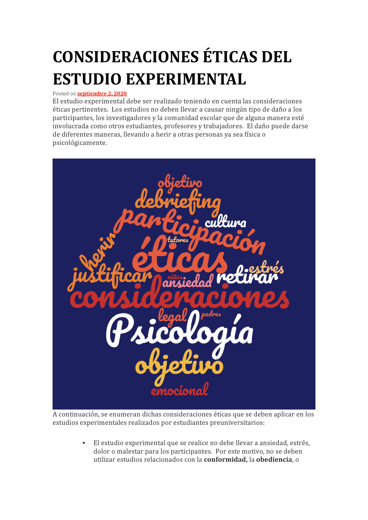 Lectura 2 Consideraciones éticas En Un Experimento Consideraciones