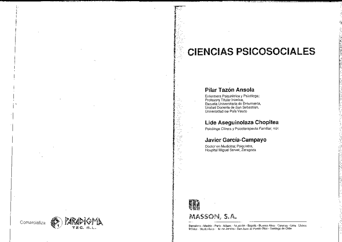 Ciencias psicosociales - pilar tazon ansola - Introducción a las