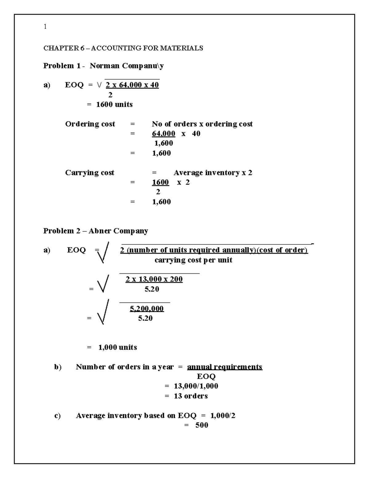 Chapter 7 accounting for materials CHAPTER 6 ACCOUNTING FOR