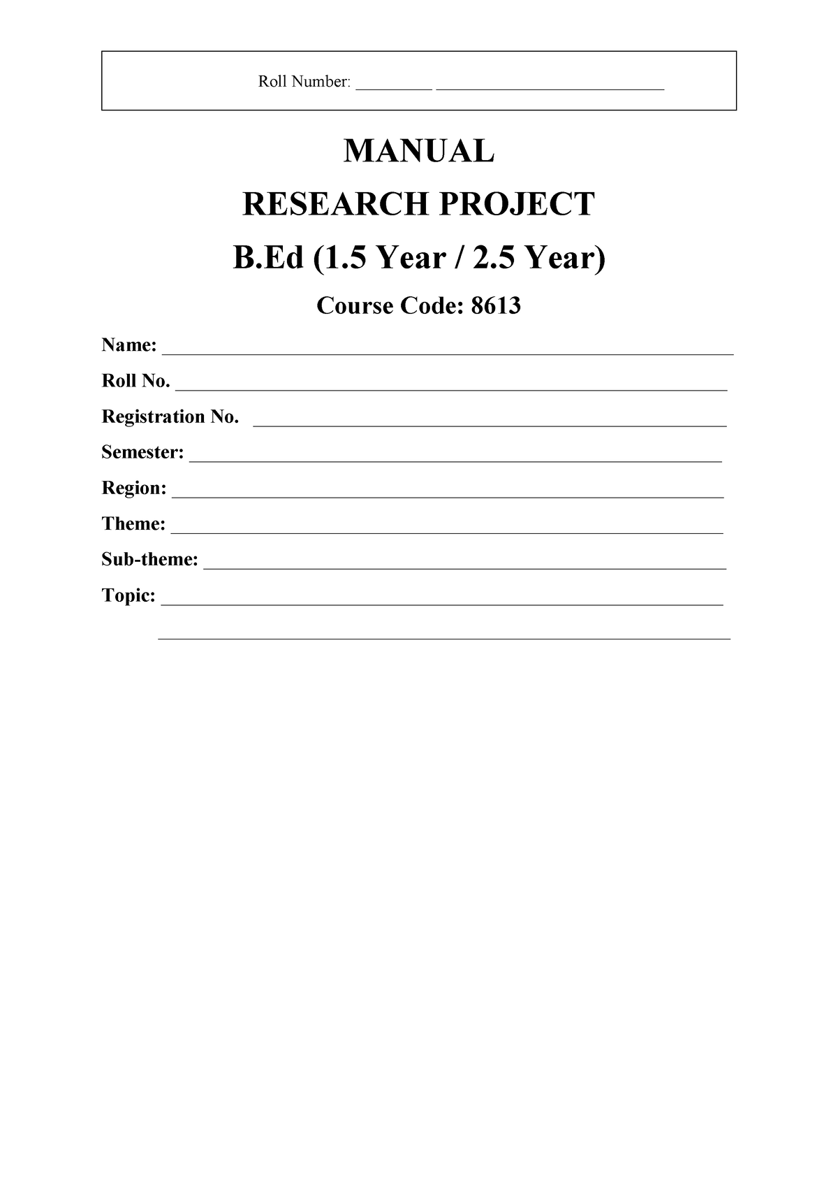 manual for research project 8613