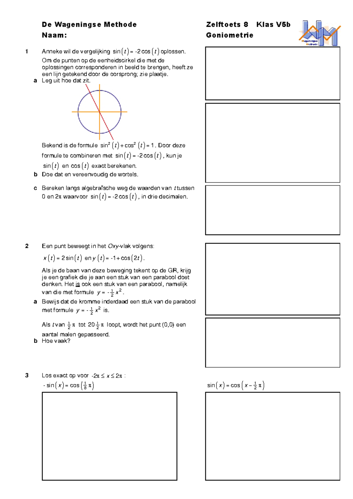 Zelftoets H8 V5b - Wiskunde B - De Wageningse Methode Zelftoets 8 Klas ...