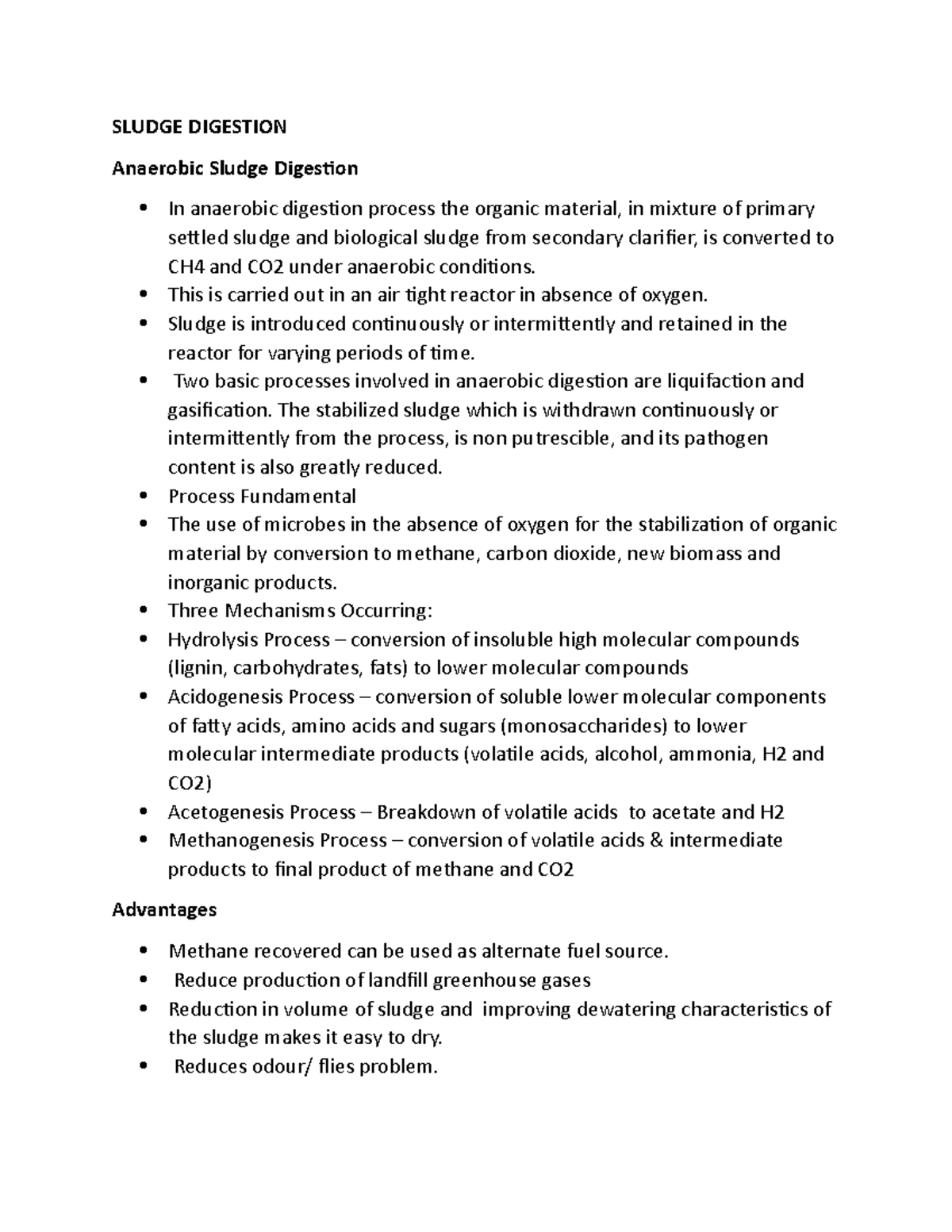 Sludge digestion - Lecture notes - SLUDGE DIGESTION Anaerobic Sludge ...