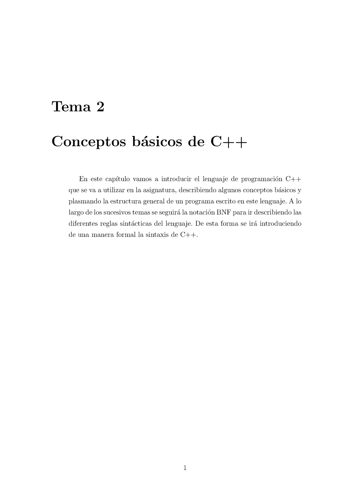 Lp1t2 - Apuntes 1 - Tema 2 Conceptos B´ Asicos De C++ En Este Cap´ıtulo ...