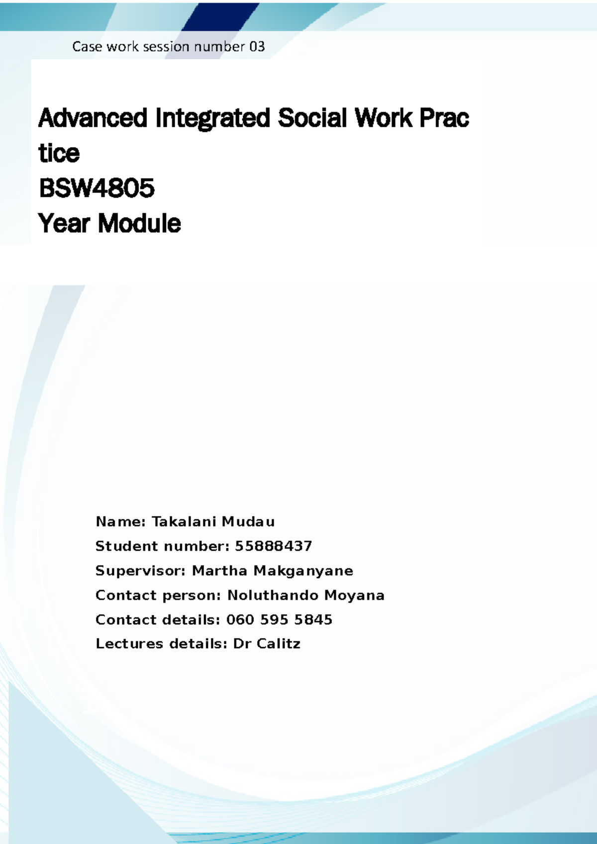 CASE WORK Process Report Report Number 03 Advanced Integrated Social