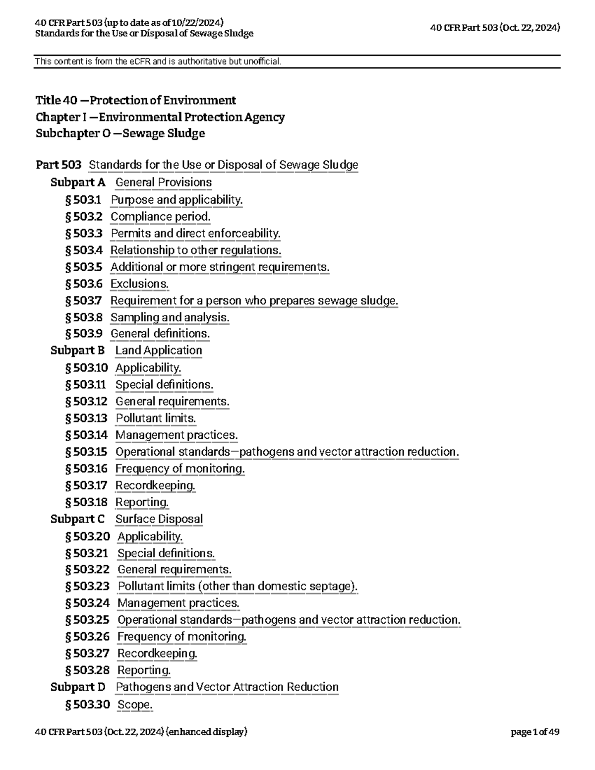 PART 503— Standards FOR THE USE OR Disposal OF Sewage Sludge - Title 40 ...