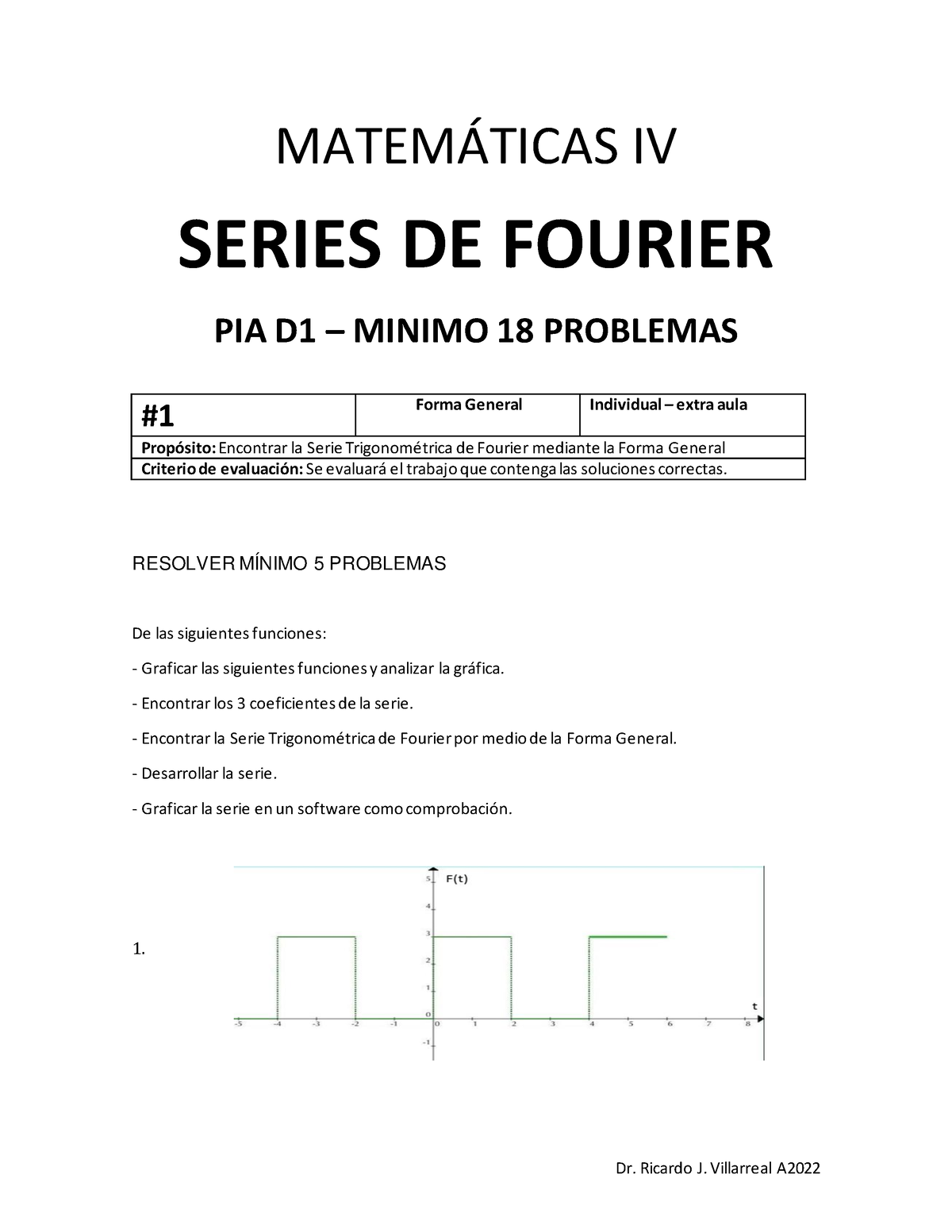 Mate 4 - Ejercicios Propuestos A2022 - MATEM¡TICAS IV SERIES DE FOURIER ...