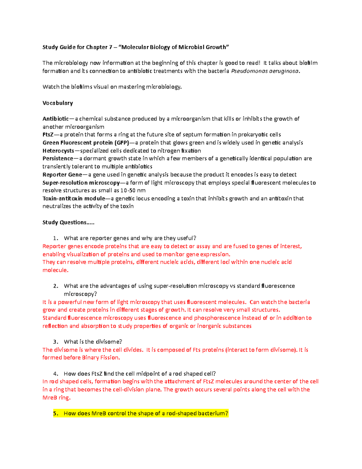 Study Guide for Chapter 7 microbiology - Study Guide for Chapter 7 ...