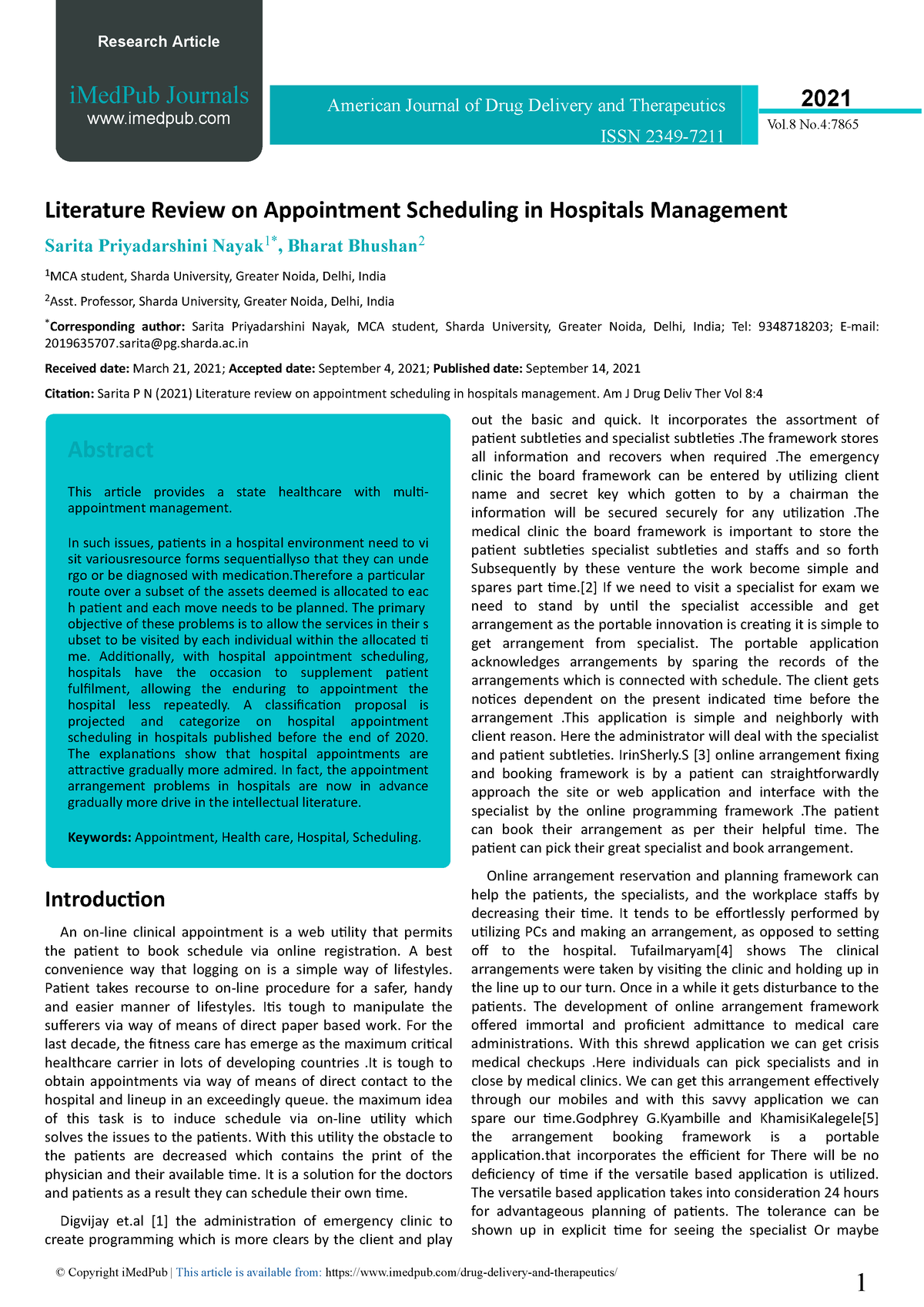 literature review for hospital management system