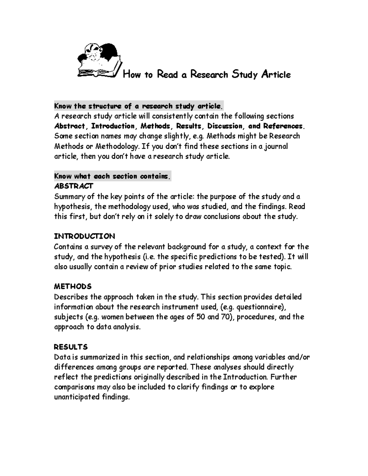 how to read a research journal article